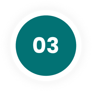 Circular icon with the number 03 in white on a teal background.