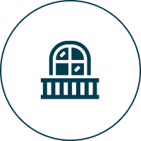 Icon of a classical building with a dome and columns.