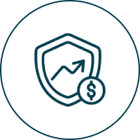 Envelope icon with a notification badge in a blue circle.