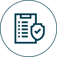 Shield and checklist icon symbolizing protection and verification.